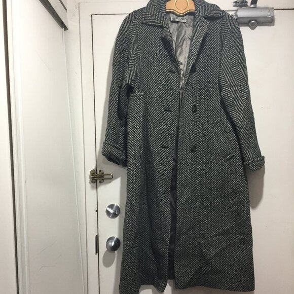 VINTAGE AQUASCUTUM TWEED WOOL TRENCH COATS SIZE M/L - Picture 2 of 9